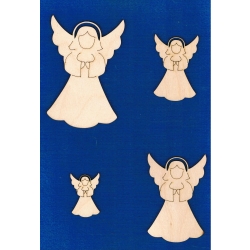 SKLEJKA #3mm Aniołek 5-12cm grawer  (komplet  4szt) komplet aniołków ( IV )